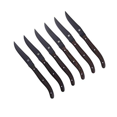 LAGUIOLE - LAGUIOLE Schachtel mit 6 Steakmessern - Wengeholz - Schwarze Klinge - Rostfreier Stahl im Sale